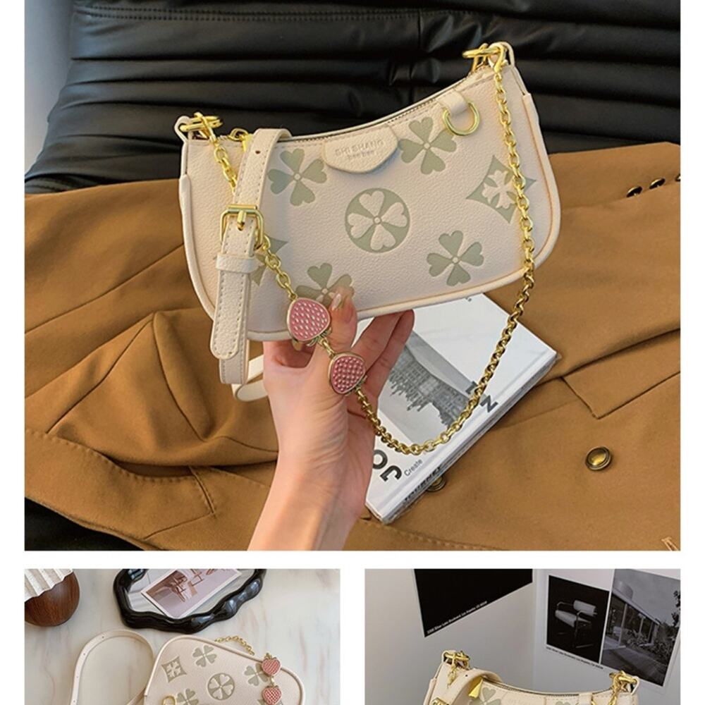 Cream Designer Shoulder Crossbody Bag - Picture 5 of 5